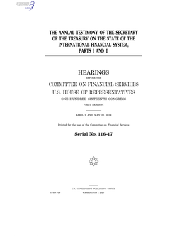 The Annual Testimony of the Secretary of the Treasury on the State of the International Financial System, Parts I and Ii