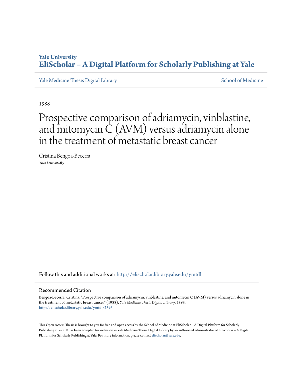 Prospective Comparison of Adriamycin, Vinblastine, And