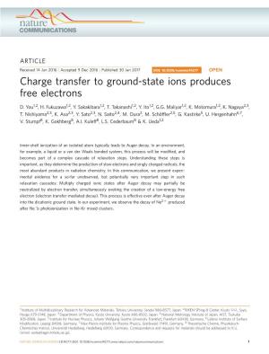 Charge Transfer to Ground-State Ions Produces Free Electrons