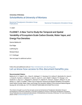 FLUXNET: a New Tool to Study the Temporal and Spatial Variability of Ecosystem-Scale Carbon Dioxide, Water Vapor, and Energy Flux Densities