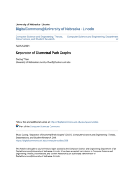 Separator of Diametral Path Graphs