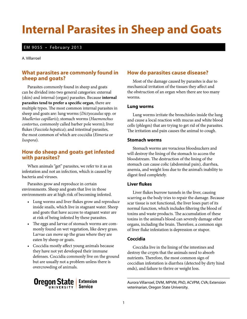 Internal Parasites in Sheep and Goats