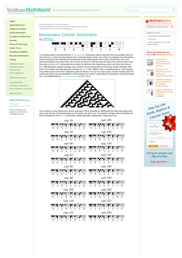 Elementary Cellular Automaton Calculus and Analysis Interactive Entries > Interactive Demonstrations >