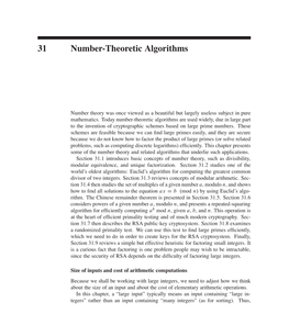 31 Number-Theoretic Algorithms