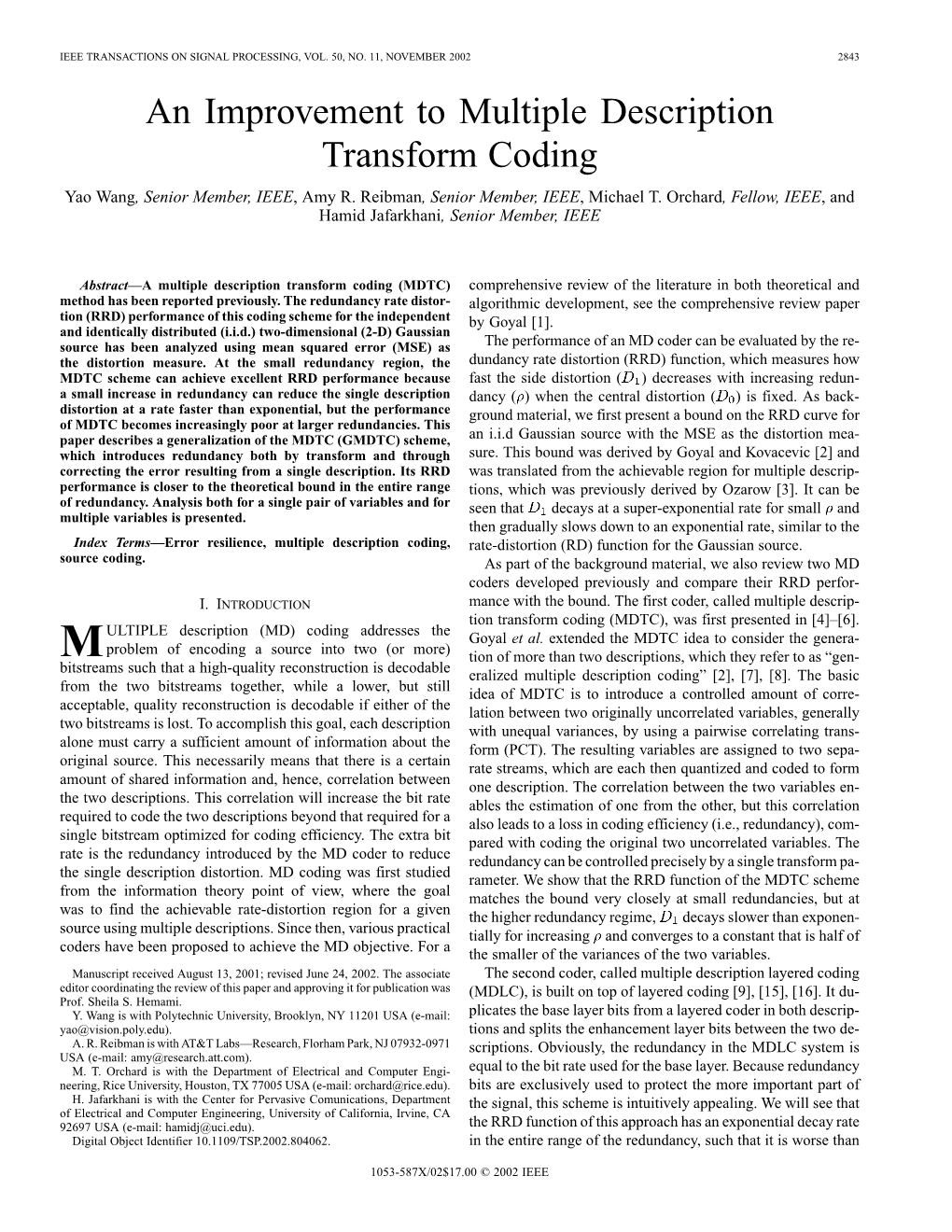 Signal Processing, IEEE Transactions On