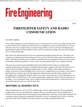 FIREFIGHTER SAFETY and RADIO COMMUNICATION - Print Thi