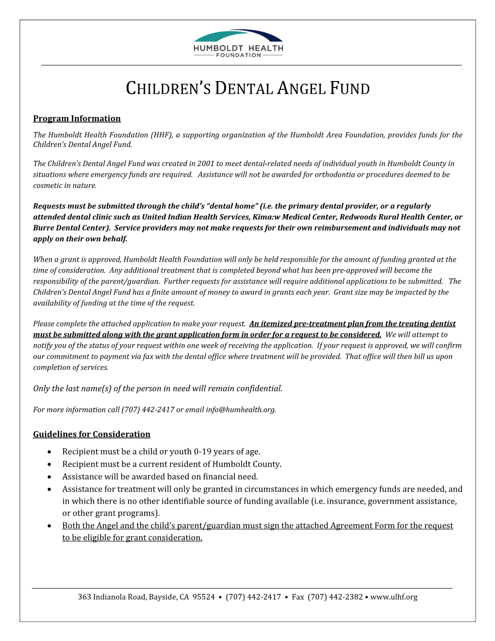 Children's Dental Angel Fund