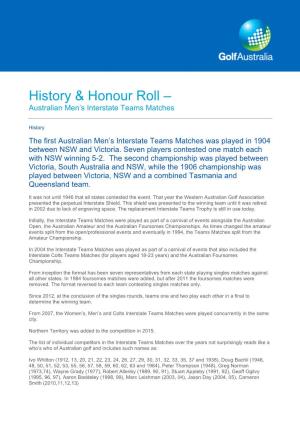 History & Honour Roll –