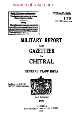 Military Report and Gazetteer Chitral - General Staff India