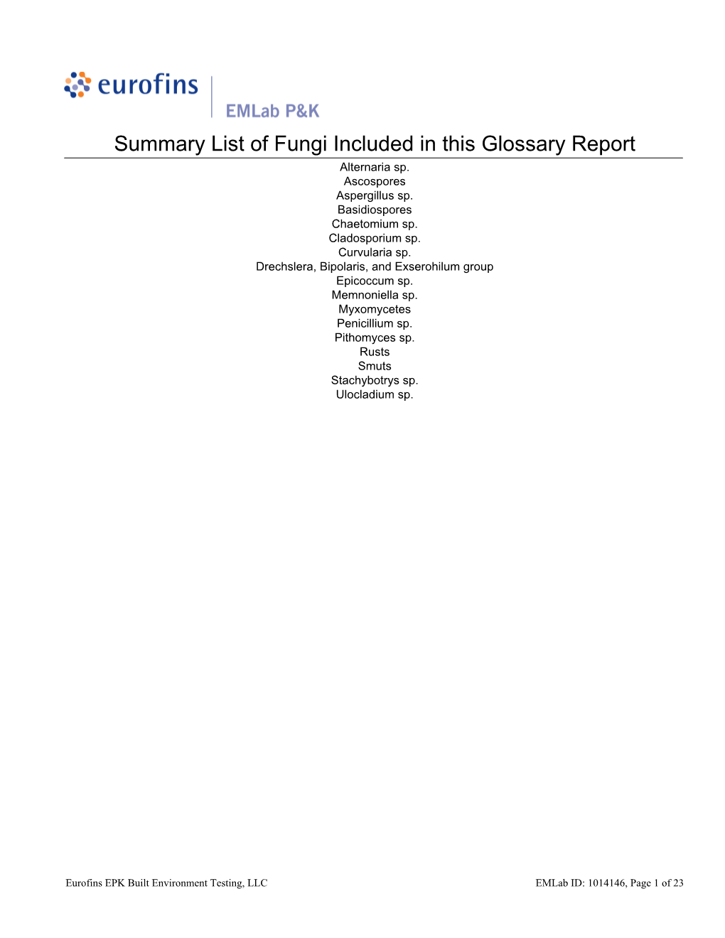 Fungal Glossary Spore Trap