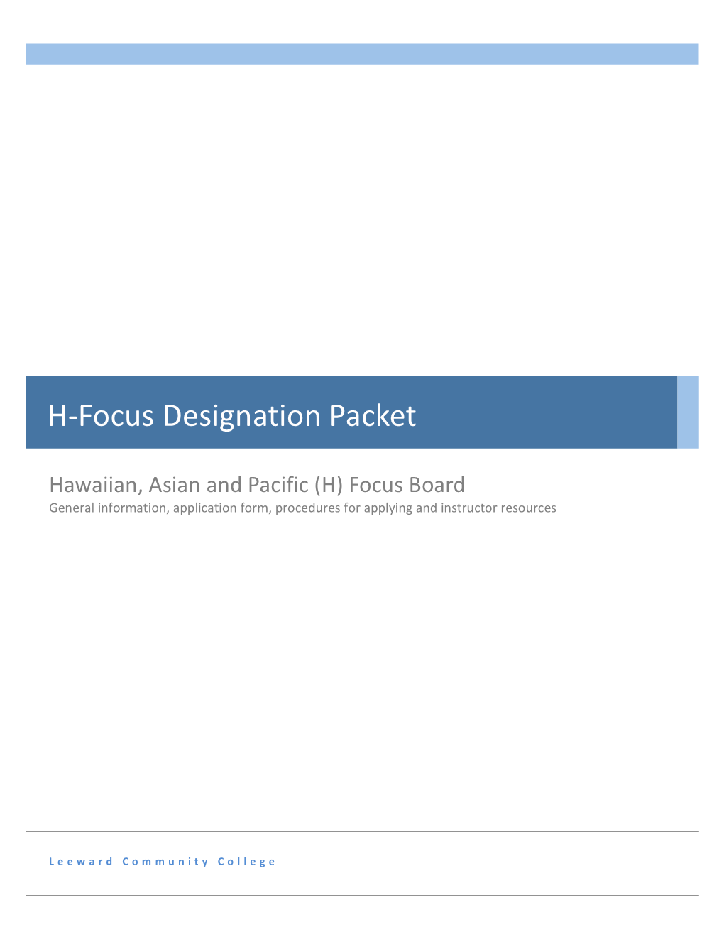 Focus Designation Packet