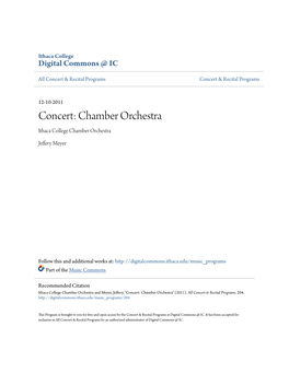 Chamber Orchestra Ithaca College Chamber Orchestra