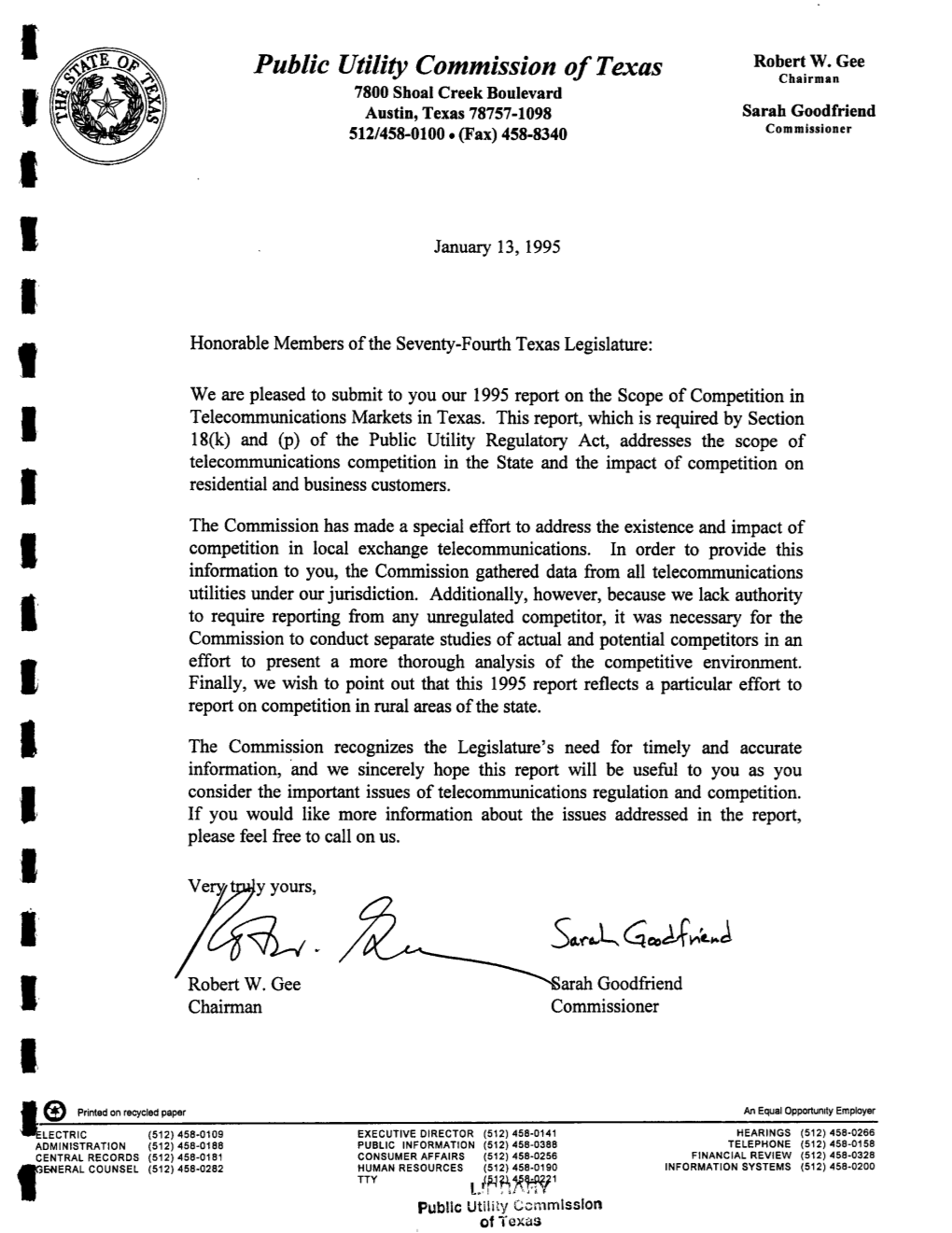 1995 Scope of Competition in Telecommunications Markets