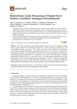 Hydrochloric Acidic Processing of Titanite Ore to Produce a Synthetic Analogue of Korobitsynite