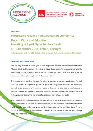 Progressive Alliance Parliamentarian Conference Decent Work And