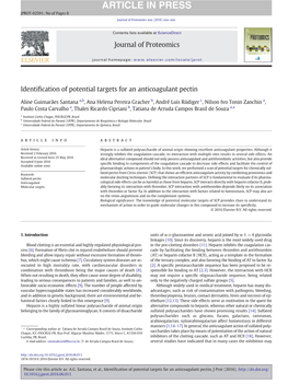 Identification of Potential Targets for an Anticoagulant Pectin