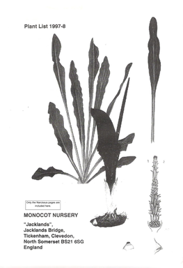 Monocot Nursery Plant List 1997-8
