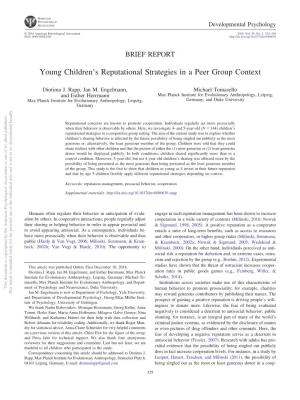 Young Children's Reputational Strategies in a Peer Group Context