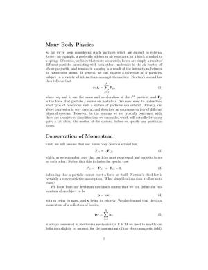 Many Body Physics Conservation of Momentum