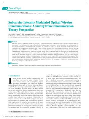 Subcarrier Intensity Modulated Optical Wireless Communications: a Survey from Communication Theory Perspective
