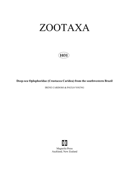 Zootaxa, Deep-Sea Oplophoridae (Crustacea Caridea)
