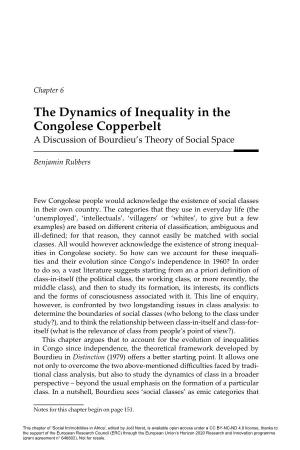 The Dynamics of Inequality in the Congolese Copperbelt a Discussion of Bourdieu’S Theory of Social Space