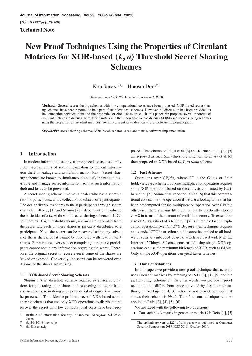 (K, N) Threshold Secret Sharing Schemes
