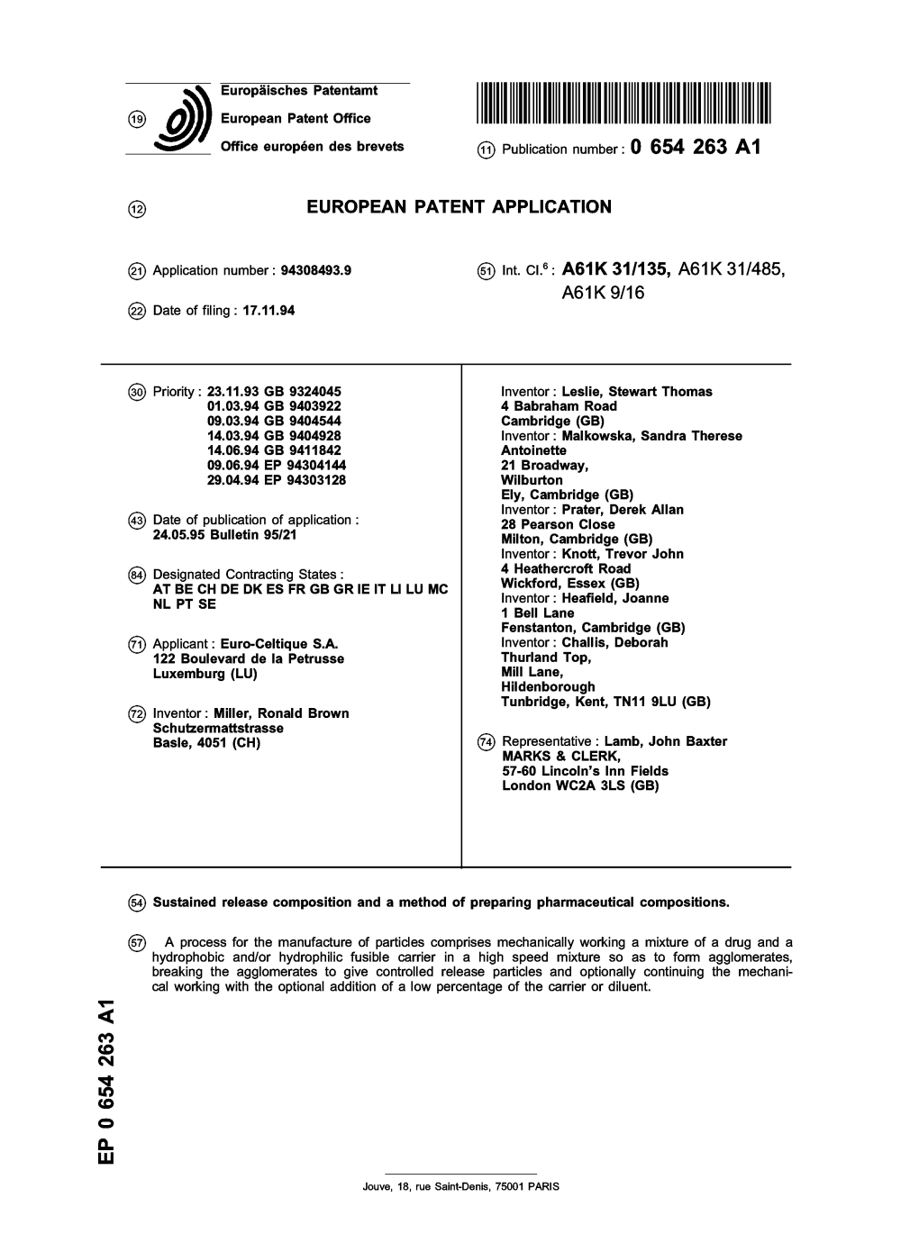 Sustained Release Composition and a Method of Preparing Pharmaceutical Compositions