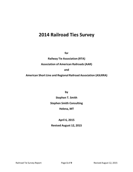 2014 Railroad Ties Survey