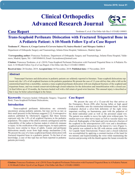 Clinical Orthopedics Advanced Research Journal Case Report Teodonno F, Et Al