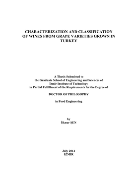 Characterization and Classification of Wines from Grape Varieties Grown in Turkey