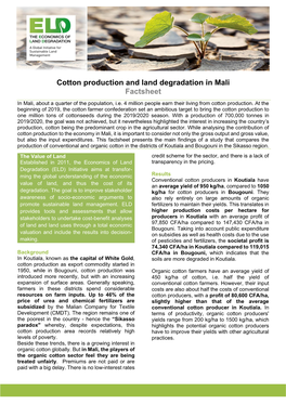 Cotton Production and Land Degradation in Mali Factsheet