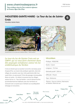 MOUSTIERS-SAINTE-MARIE - Le Tour Du Lac De Sainte- Croix Moustiers-Sainte-Marie