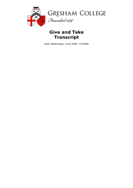 Give and Take Transcript