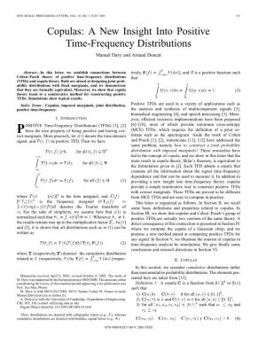 Copulas: a New Insight Into Positive Time-Frequency Distributions Manuel Davy and Arnaud Doucet