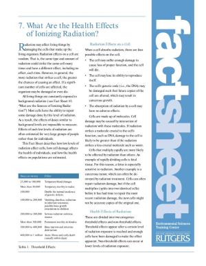 7. What Are the Health Effects of Ionizing Radiation?