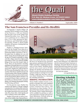 The San Francisco Presidio and Its Birdlife