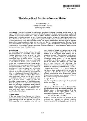 The Meson Bond Barrier to Nuclear Fission