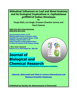 Altitudinal Influences on Leaf and Wood Anatomy and Its Ecological