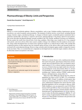 Pharmacotherapy of Obesity: Limits and Perspectives