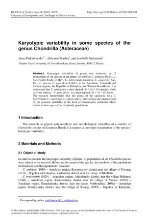 Karyotypic Variability in Some Species of the Genus Chondrilla (Asteraceae)