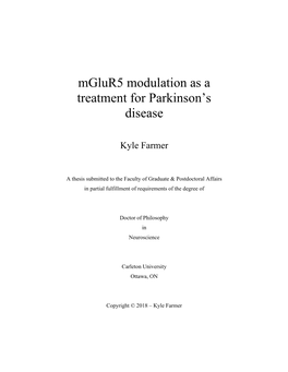 Mglur5 Modulation As a Treatment for Parkinson's Disease