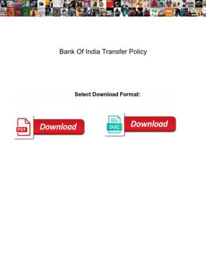 Bank of India Transfer Policy