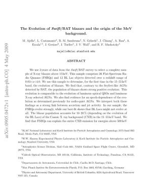 The Evolution of Swift/BAT Blazars and the Origin of the Mev Background
