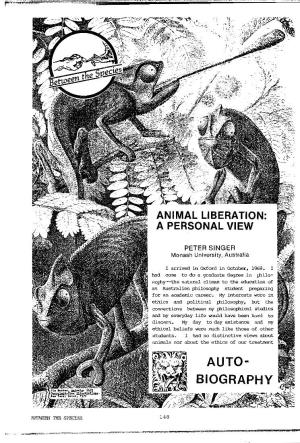 Animal Liberation: a Personal View