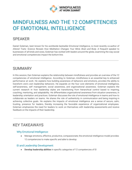 Mindfulness and the 12 Competencies of Emotional Intelligence