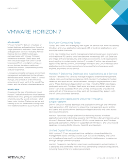Vmware Horizon 7 Datasheet