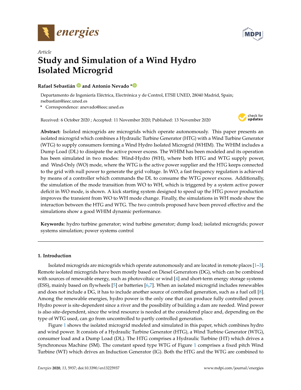Study and Simulation of a Wind Hydro Isolated Microgrid