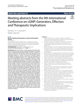 Meeting Abstracts from the 9Th International Conference on Cgmp: Generators, Efectors and Therapeutic Implications
