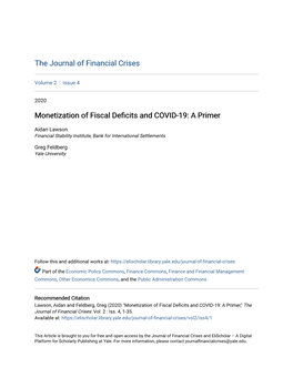 Monetization of Fiscal Deficits and COVID-19: a Primer